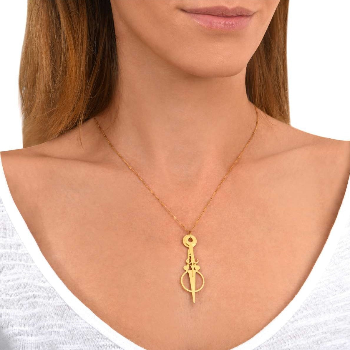 Collier Le Temps retrouvé, doré à l'or fin, créé à Paris par Marie-Louise Orlach.