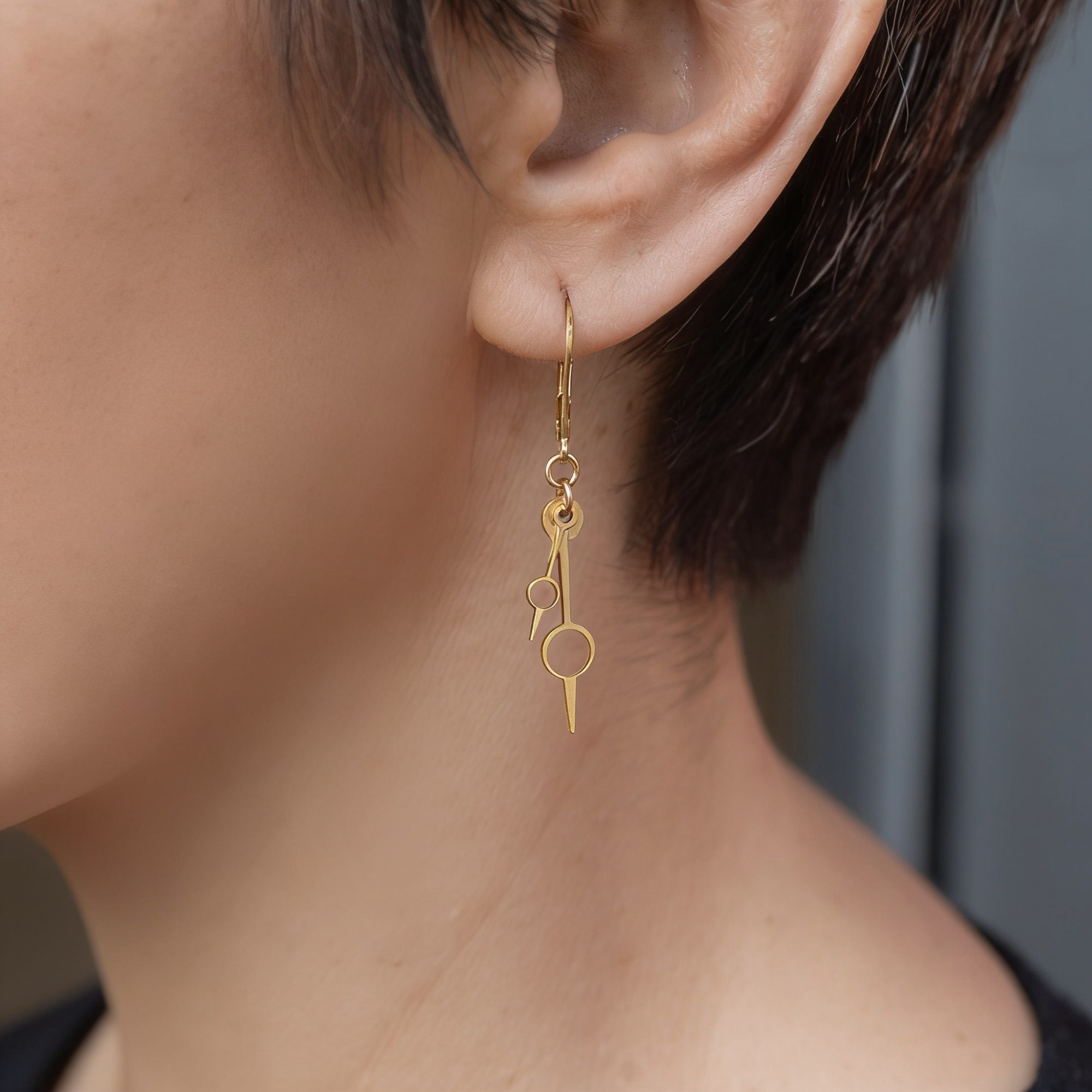Boucles d'oreilles "Instant Présent" grand modèle photo porté